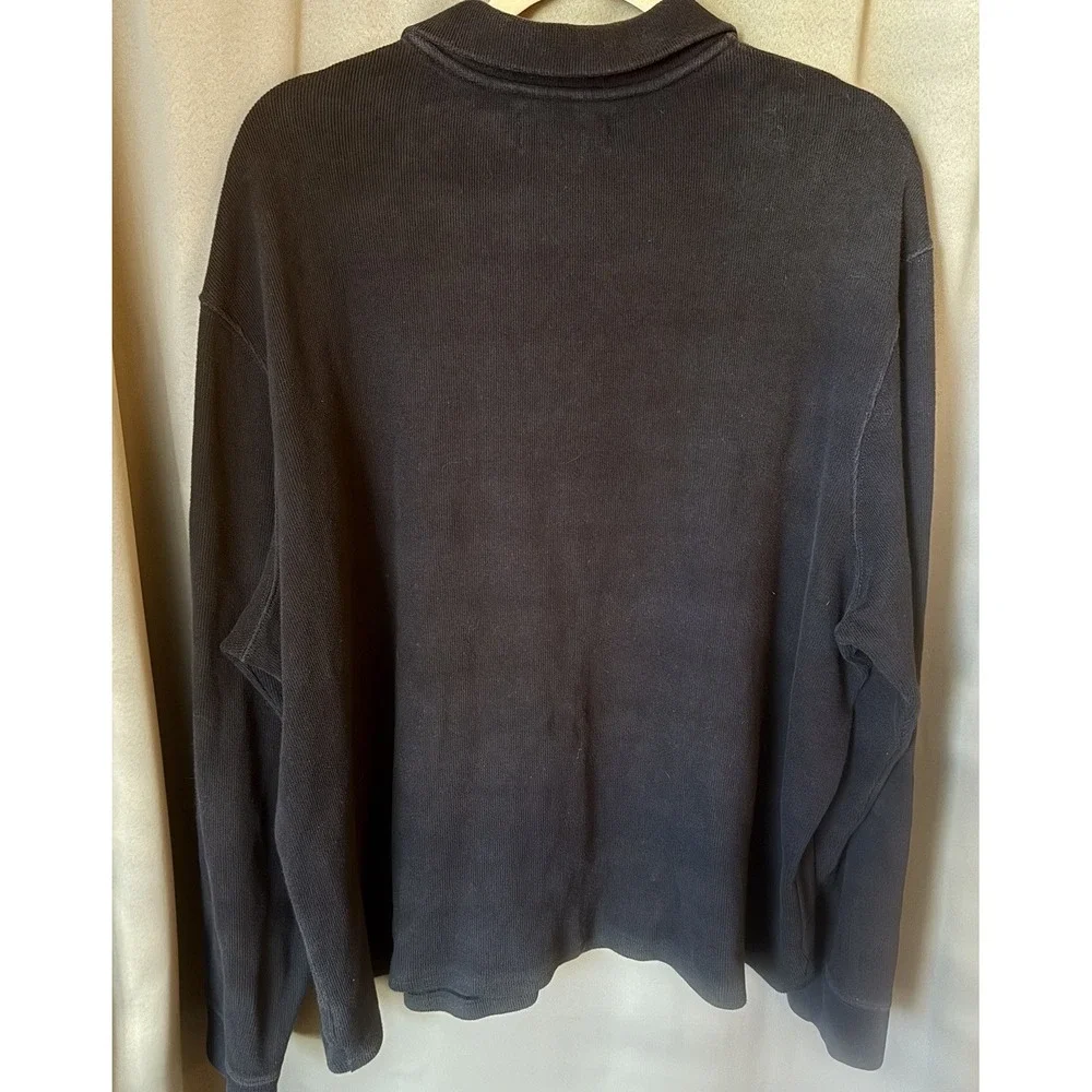 Polo Ralph Lauren 1/4 Zip Pullover Sweater Navy Blue Yellow Pony Men's Sz XXL